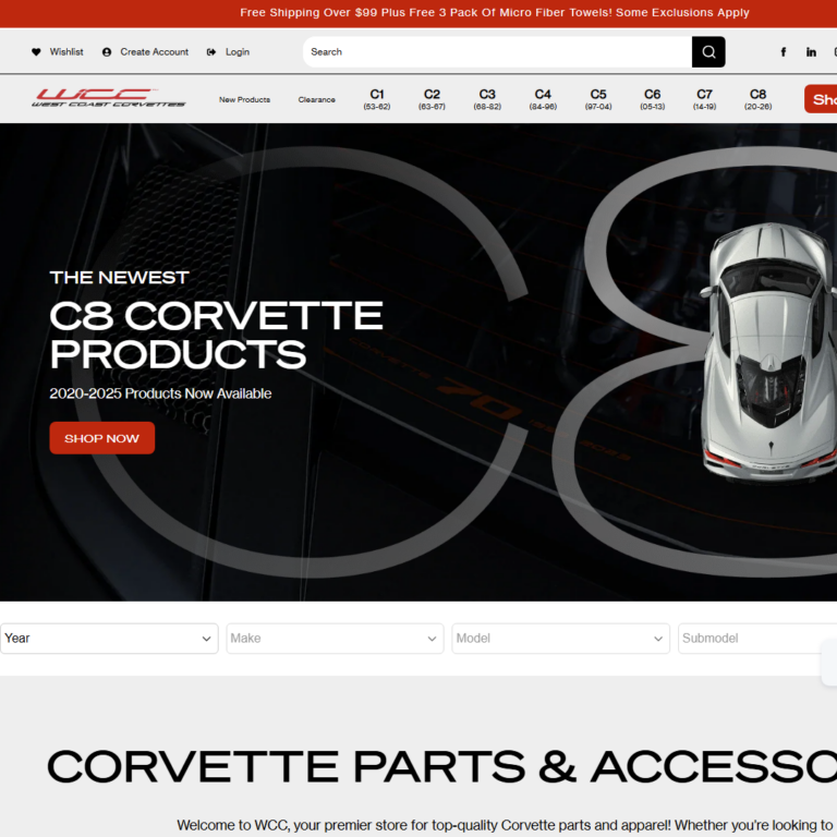 West Coast Corvette — Optimización eCommerce y UX en Shopify